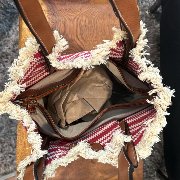 Clarks fringe striped leather and canvas tote - Picture 5 of 14
